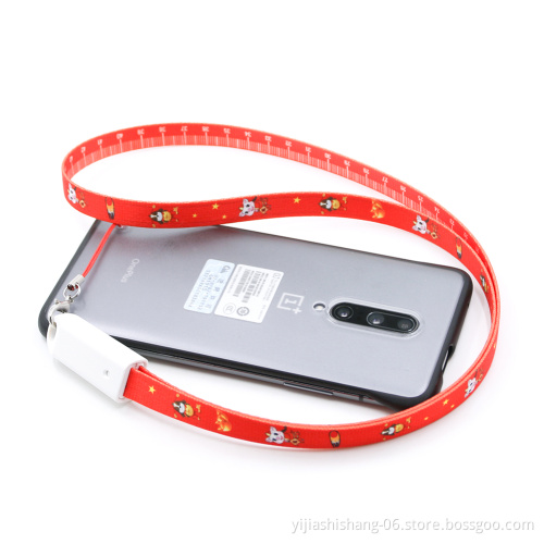 Mobile Phone accessory 3 in 1 Lanyard Design usb charging cable lanyard cable for iPhone Android Type C